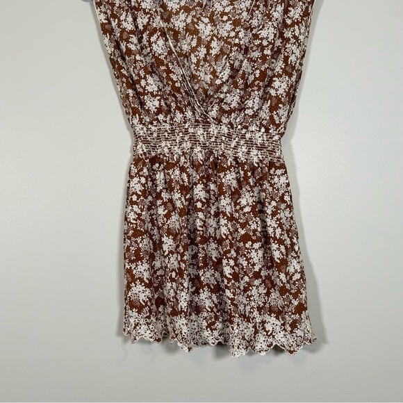 80. Poetry Brown White Floral Sleeveless Blouse Size Small - Picture 5 of 8